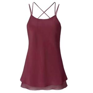 Olivia Palermo Chelsea 28 strappy burgundy silk camisole top blouse